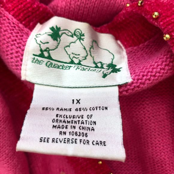 Quacker Factory Women Snowman Beads Embroidered Knit Sweater Size 1X M102 -20 - Picture 7 of 14